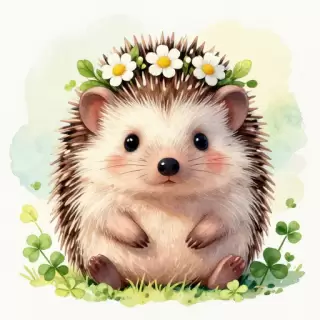 Watercolor Baby Hedgehog