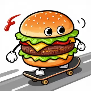 Skateboarding Burger