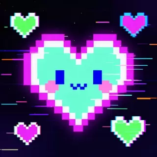 Neon Glitch Hearts