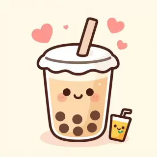 Boba Tea with Heart Bubble