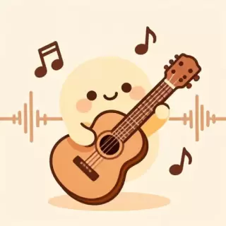 Guitar with Musical Notes