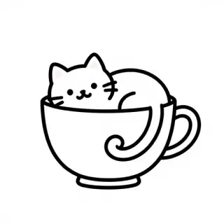 Whimsical Cat in Cup