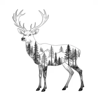 Deer with Forest