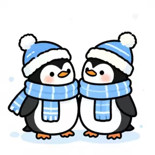 Penguin Pair with Scarf