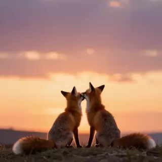 Fox Couple at Sunset