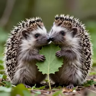 Hedgehog Couple Careful Hug