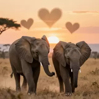 Elephant Pair Trunk Hold