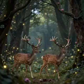 Deer Pair Forest Walk