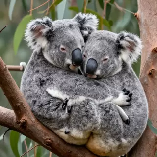Koala Pair Tree Hug