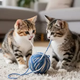 Cat Duo Yarn Ball Adventure