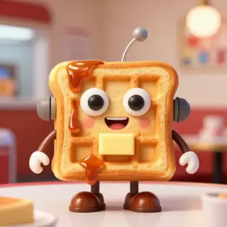 Robot Waffle with Syrup