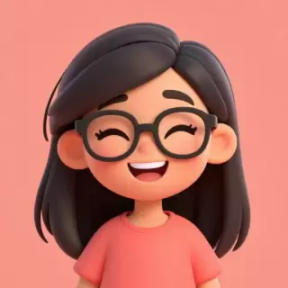 Giggling Mixed-race girl in coral top