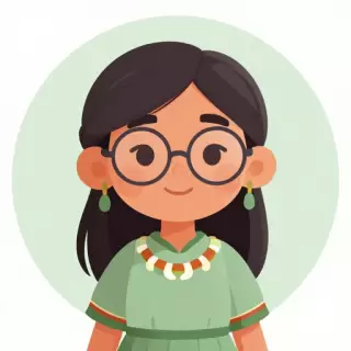 Joyful Native American girl in sage dress