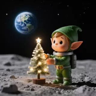 Astronaut Elf on the Moon