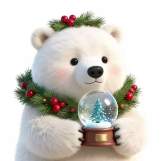Polar Bear with a Wreath