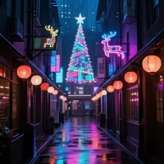 Cyberpunk Christmas Street