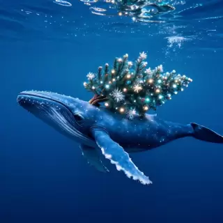 Whale Carrying a Christmas Tree