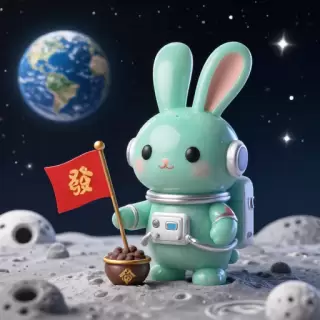 Astro Rabbit on the Moon