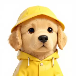 Puppy in Raincoat