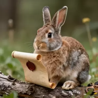 Bunny Reading a Letter