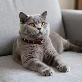 Gray British Shorthair Cat