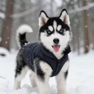 Black and White Husky Puppy