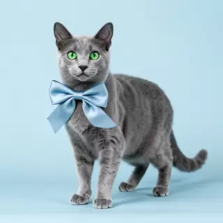 Russian Blue Fluff Cat