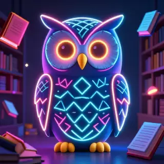 Neon Owl Wisdom