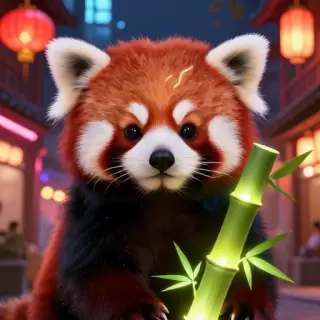 Neon Red Panda Glimmer