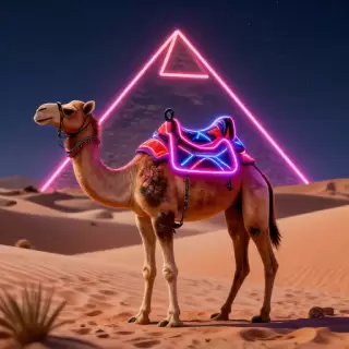 Neon Camel Desert