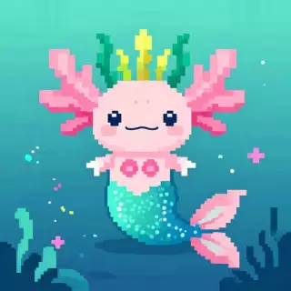 Pixel Mermaid Axolotl