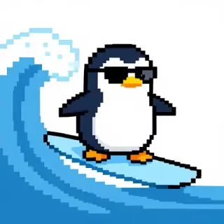 Pixel Surfing Penguin