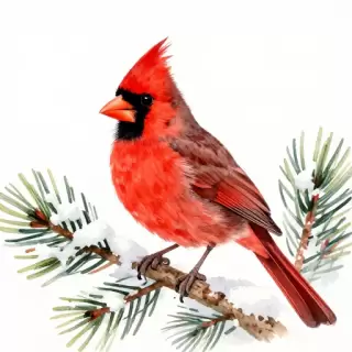 Cardinal in Snowy Pine