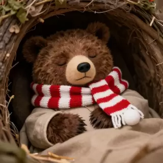 Sleeping Bear in Scarf