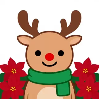 Vector Reindeer in Poinsettia Field