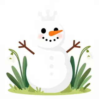 Vector Snowman in Snowdrop Meadow
