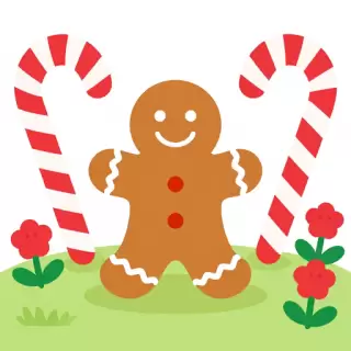 Vector Gingerbread Man in Candy Cane Lane