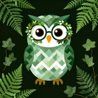 Vector Owl in Festive Foliage