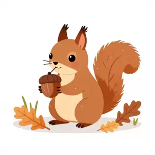 Vector Squirrel with Acorn Ornament