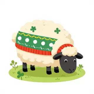 Vector Sheep in Wolly Hat Meadow