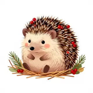 Vector Hedgehog in Pine Needle Carpet