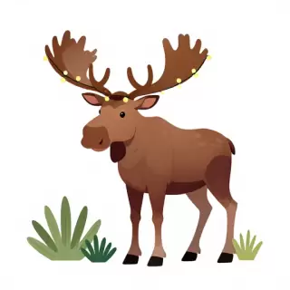 Vector Moose in Lichen Landscape