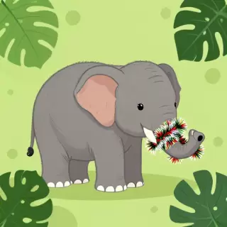 Vector Elephant with Tinsel Trunk