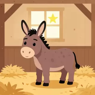 Vector Donkey in Stable Straw