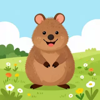 Vector Quokka in Australian Wildflowers