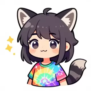 Rainbow Raccoon Girl
