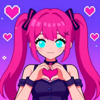 Retro Girl with Magenta Hair