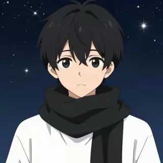 Black-haired East Asian Boy with Scarf