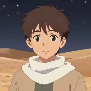 Brunette Middle Eastern Boy with White Scarf