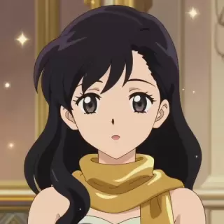 Jet Black-haired South Asian Girl with Gold Scarf